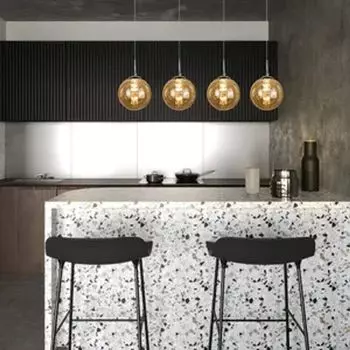 Подвесной светильник ZMH, обеденный стол, 4 лампы, янтарный подвесной светильник, люстра с регулируемой высотой, подвесной светильник, стекло для гостиной, спальни, кухни, прихожей, желтый