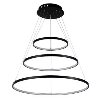Подвесной светодиодный светильник 2130-3черные кольца 80х60х40 см 108Вт с пультом, регулировка цвета и яркости света Eurotondisplay