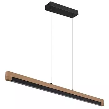 Подвесной светодиодный светильник, дерево, алюминий, опал, черный, L 120 см Globo Lighting, коричневый