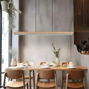 Подвесной светодиодный светильник, функция памяти, имитация дерева, высота 120 см. etc-shop, коричневый