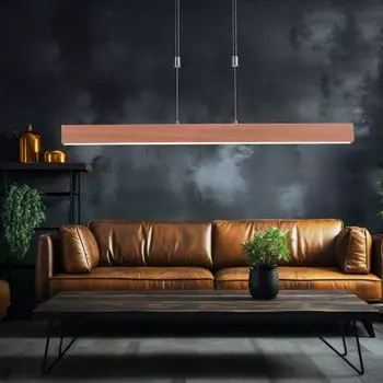 Подвесной светодиодный светильник, имитация дерева, сенсорный диммер, CCT, H 160см etc-shop, коричневый