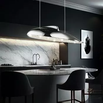 Подвесной светодиодный светильник, кристаллы, хром, кит, H 120 см etc-shop, серебро