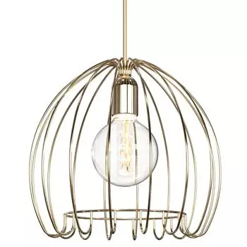 Подвесной светодиодный светильник, латунь, клетка, 35 см etc-shop, золото