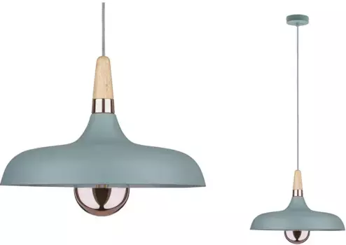 Подвесной светодиодный светильник Paulmann "Juna", 1 лампочка, лампа E27 | без лампочки, Е27 34,2 см, светло-зеленый/медный цвет