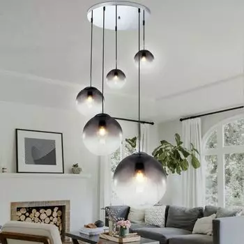 Подвесной светодиодный светильник, шарики из дымчатого стекла, высота 150 см, ВАРУС etc-shop