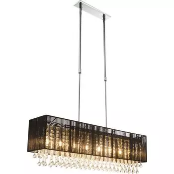 Подвесной светодиодный светильник, стеклянные кристаллы, черный шелк, L 90 см, BAGANA etc-shop