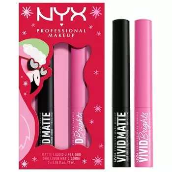 Подводка для глаз NYX Professional Makeup Geschenkset, Holiday Limited Edition Vivid Matte Liquid Eyeliner Schwarz 2 ml + Vivid Brights Liquid Eyeliner Pink 2 ml / 2 x 2 ml