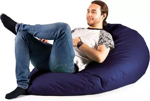 Погремушка-мешок каплевидной формы Подушка для сиденья Погремушка-мешок, большая, цвет на выбор: темно-синий/темно-синий XXXL BuBiBag