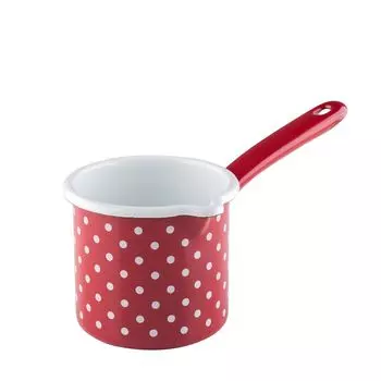 Поильник Рисс эмалированный с ручкой 10 см 0,75 л горошек красный Riess