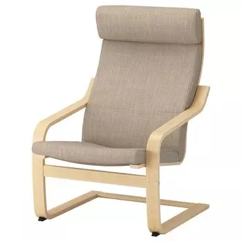 ПОЭНГ Кресло, березовый шпон/Хилларед бежевый PONG IKEA