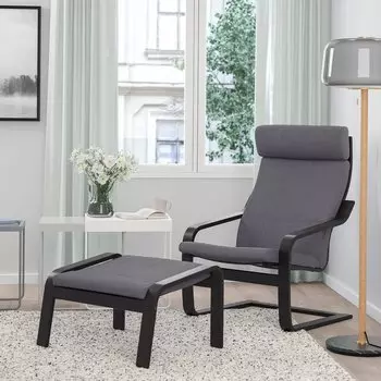 ПОЭНГ Кресло, черно-коричневый/Скифтебо темно-серый PONG IKEA