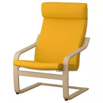 ПОЭНГ Кресло, дубовый шпон светлый/Скифтебо желтый PONG IKEA