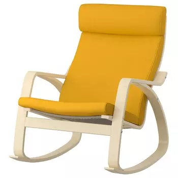 ПОЭНГ Кресло-качалка, березовый шпон/Скифтебо желтый PONG IKEA