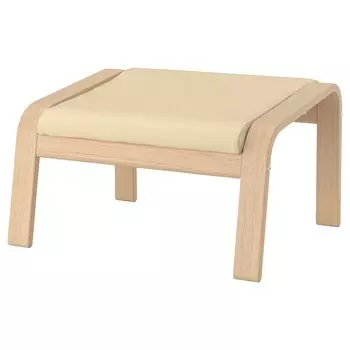 ПОЭНГ Пуф, дубовый шпон светлый, глянец натуральный белый PONG IKEA