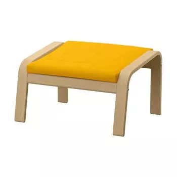 ПОЭНГ Пуф, дубовый шпон светлый/Скифтебо желтый PONG IKEA