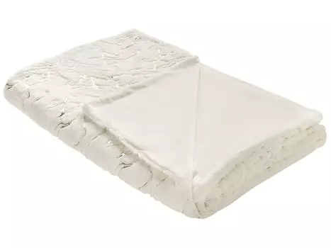 Покрывало BELIANI кремовое 150 x 200 см мраморный дизайн золотой пушистый мягкий современный элегантный роскошный для спальни гостиной, бежевый