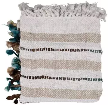 Покрывало Clayre & Eef 125х150 см бежевое в хлопковую полоску Clayre&Eef, бежевый