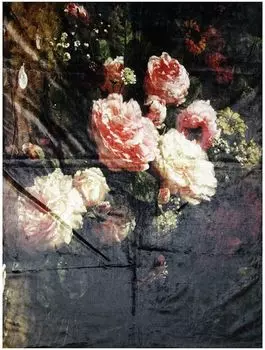 Покрывало Clayre & Eef 130x170 см Черный Розовый Полиэстер Прямоугольные Цветы Clayre&Eef