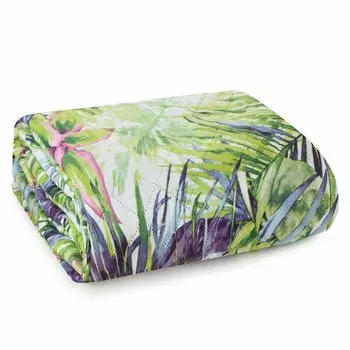 Покрывало Eurofirany 220х240 см белый зеленый микрофибра ботанический декор