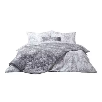 Покрывало Homescapes mit Toile-de-Jouy-Muster, 200x1x200 см, серый