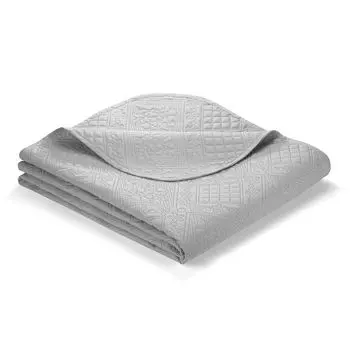 Покрывало Ibena Nancy 280х250 см - ткань микрофибра серебристо-серая однотонная, с рисунком, высококачественное и легкое одеяло, 100% полиэстер