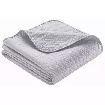 Покрывало Ibena Нэнси 220х250 см - ткань микрофибра серая однотонная, с рисунком, качественное и легкое одеяло, 100% полиэстер