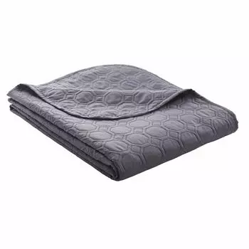 Покрывало Ibena Нэнси 280х250 см - ткань микрофибра антрацит однотонная, с рисунком, качественное и легкое одеяло, 100% полиэстер