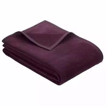 Покрывало Ibena Porto 180х220 см - плед из смесового хлопка темно-фиолетовый однотонный, плед из шерсти, плед для дивана, приятный, мягкий