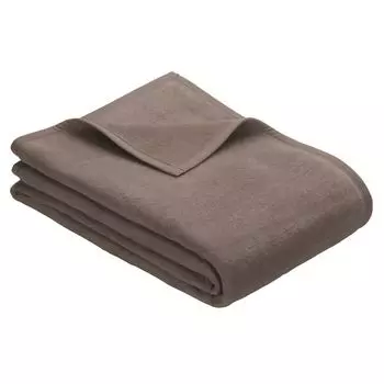 Покрывало Ibena Porto 180x220 см - плед из смесового хлопка коричневый однотонный, плед из шерсти, плед для дивана, приятный и мягкий