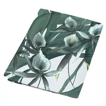 Покрывало из хлопкового атласа с цветочным узором - Amazonia Fazzini, зеленый/белый, односпальный