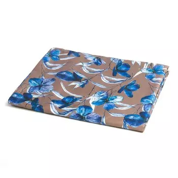 Покрывало из хлопкового перкаля - Chlori Lisola, серо-коричневый/светло-голубой