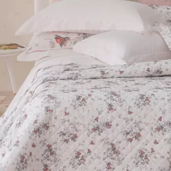 Покрывало из хлопкового перкаля с цветочным узором - Tinker Bell Blumarine, роза, двуспальный