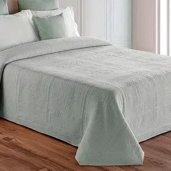 Покрывало из хлопкового пике с жаккардовым узором - Botticelli Daunex, пастельный зеленый