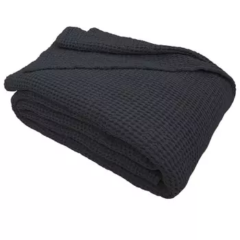 Покрывало из сотового хлопка StoneWashed без глажки - Энтони Bianca, темно-серый, Piazza e Mezza