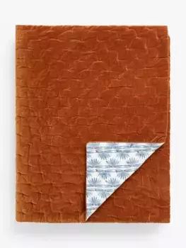 Покрывало John Lewis Nyra Cotton Velvet Quilted, цвет rust/blue