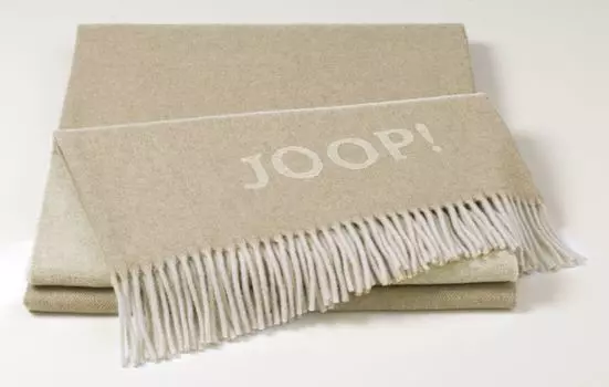 Покрывало Joop мягкий плед 130 х 180 см бахрома FINE-DF крем-натуральный, бежевый
