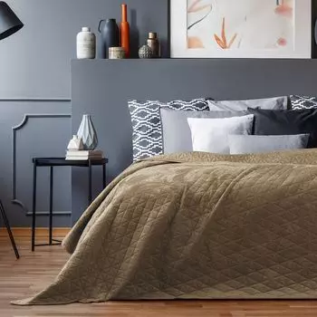 Покрывало Laila - роскошное покрывало с двусторонним дизайном, цвет: капучино, размер: 170 х 210 см AmeliaHome