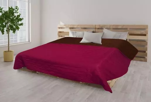 Покрывало на кровать, универсальное одеяло размером примерно 220 x 240 см, диван в стиле пэчворк, дизайн XXL: VINTAGE, однотонный, двусторонний, винно-красный MB Warenhandel24