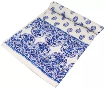 Покрывало с блочным принтом, покрывало на кровать и диван, настенная подвеска ручной работы, настенная ткань - дизайн 20, синий, хлопок, размер: одинарный 150*200 см Guru-Shop