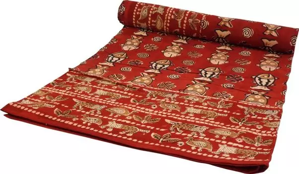 Покрывало с блочным принтом, покрывало на кровать и диван, настенная подвеска ручной работы, настенная ткань - дизайн 14, красный, хлопок, размер: двуспальный 225*275 см Guru-Shop
