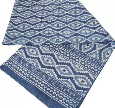 Покрывало с блочным принтом, покрывало на кровать и диван, настенная подвеска ручной работы, настенная ткань - дизайн 2, синий, хлопок, размер: двуспальный 225*275 см Guru-Shop