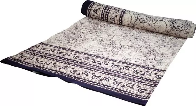 Покрывало с блочным принтом, покрывало на кровать и диван, настенная подвеска ручной работы, настенная ткань - Design 2, кремово-белый, хлопок, размер: одинарный 150*200 см Guru-Shop