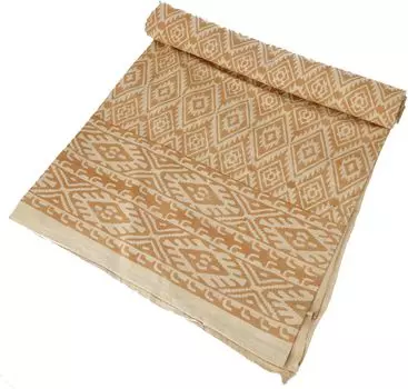 Покрывало с блочным принтом, покрывало на кровать и диван, настенная подвеска ручной работы, настенная ткань — дизайн 3, коричневый, хлопок, размер: одинарный 150*200 см Guru-Shop