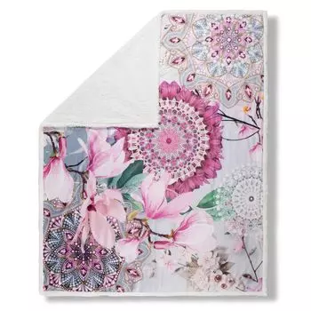 Покрывало с цветами, туканом и мандалами - 130х160 см - 100% поливелвет Muller Textil, мультиколор