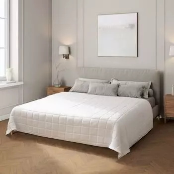 Покрывало с клетчатой стежкой Dekoria, белый