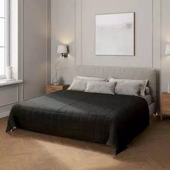 Покрывало с клетчатой стежкой Dekoria, черный