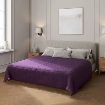 Покрывало с клетчатой стежкой Dekoria, фиолетовый