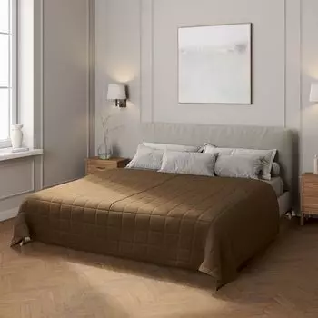 Покрывало с клетчатой стежкой Dekoria, коричневый