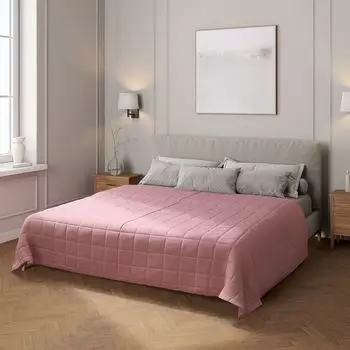 Покрывало с клетчатой стежкой Dekoria, розовый