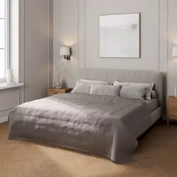 Покрывало с клетчатой стежкой Dekoria, серый